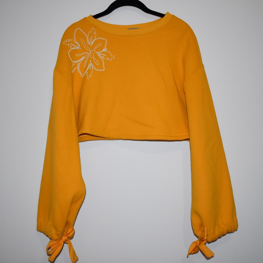 Papaya Mustard Cropped Sweatshirt